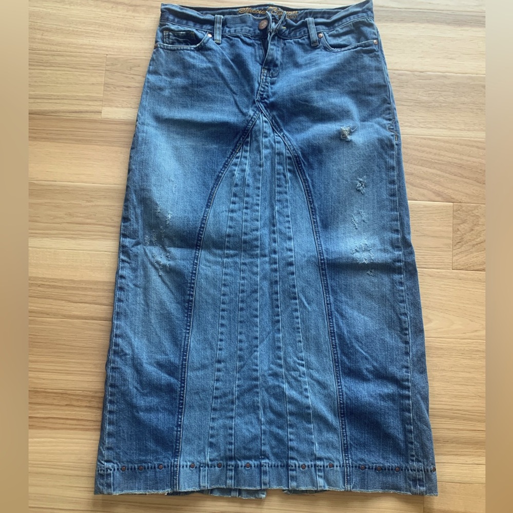 Ankle length denim skirt